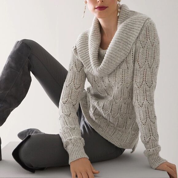 NWT White House Black Market Cowl Neck Lurex Sweater - Picture 5 of 13